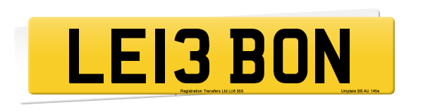 Registration number LE13 BON